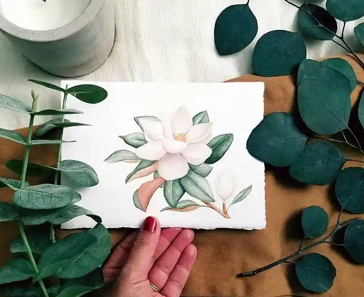 watercolor magnolia drawing ideas (21)