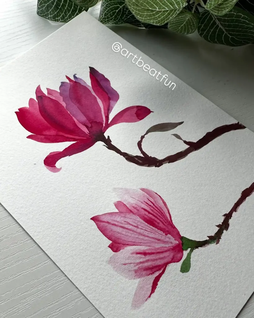watercolor magnolia drawing ideas (23)