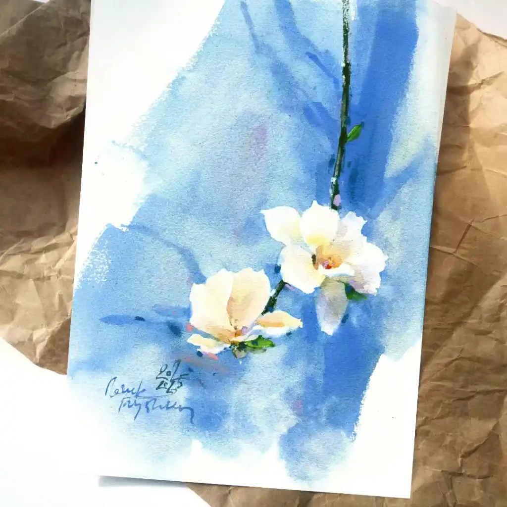 watercolor magnolia drawing ideas (26)