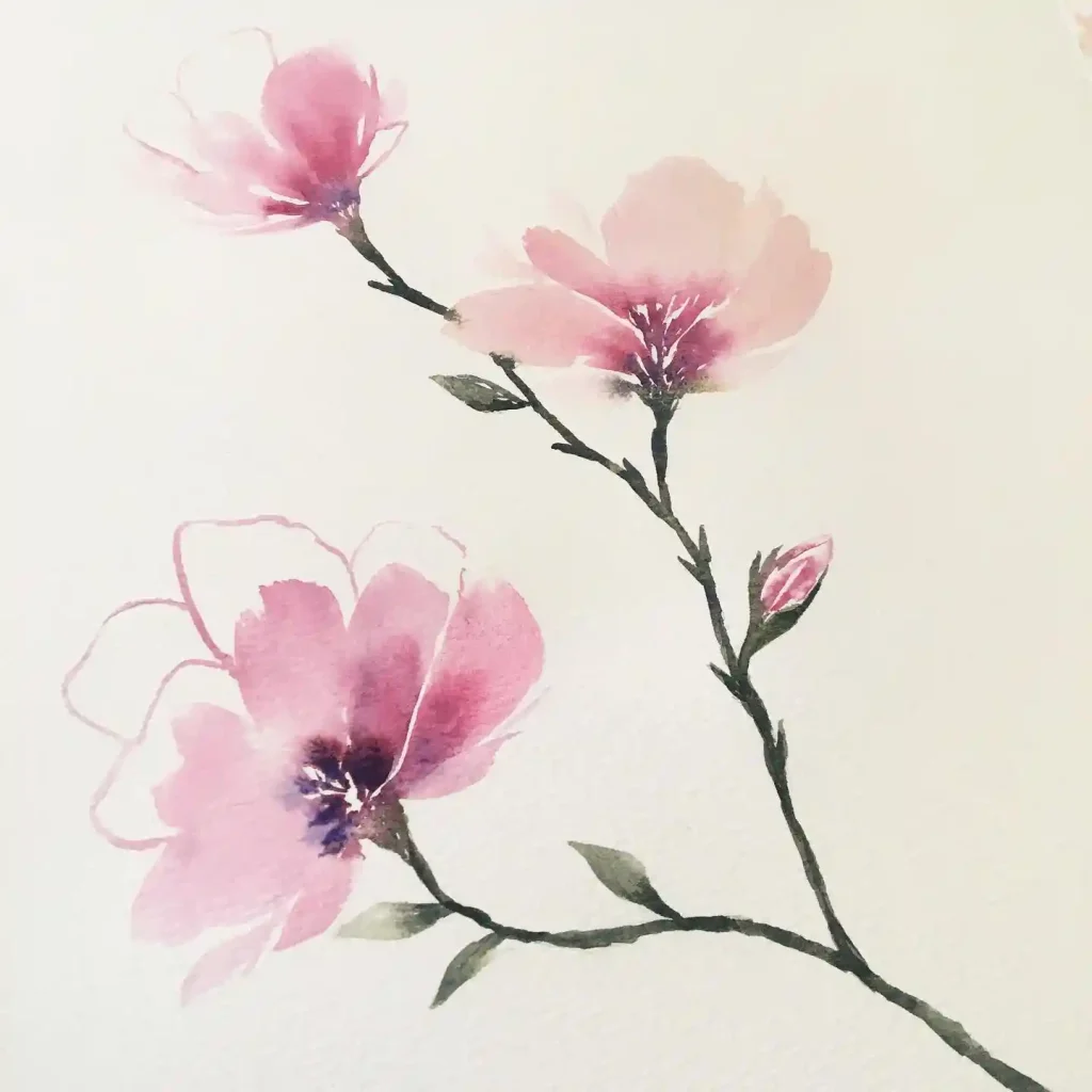 watercolor magnolia drawing ideas (3)