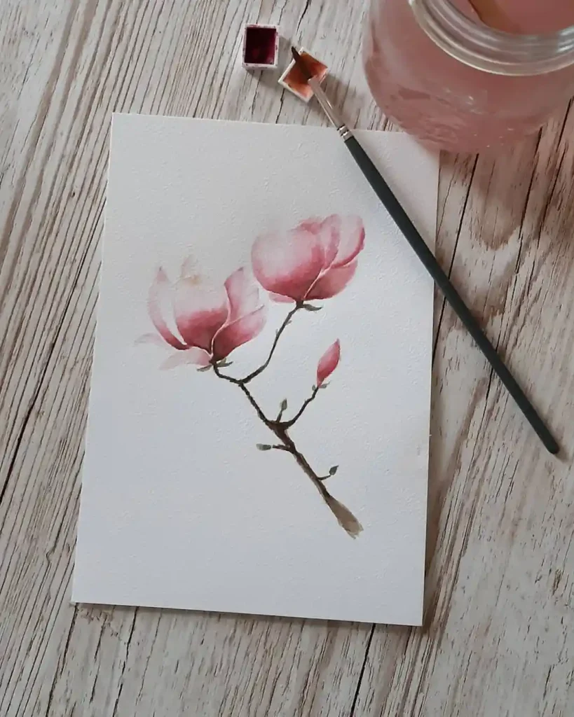 watercolor magnolia drawing ideas (31)