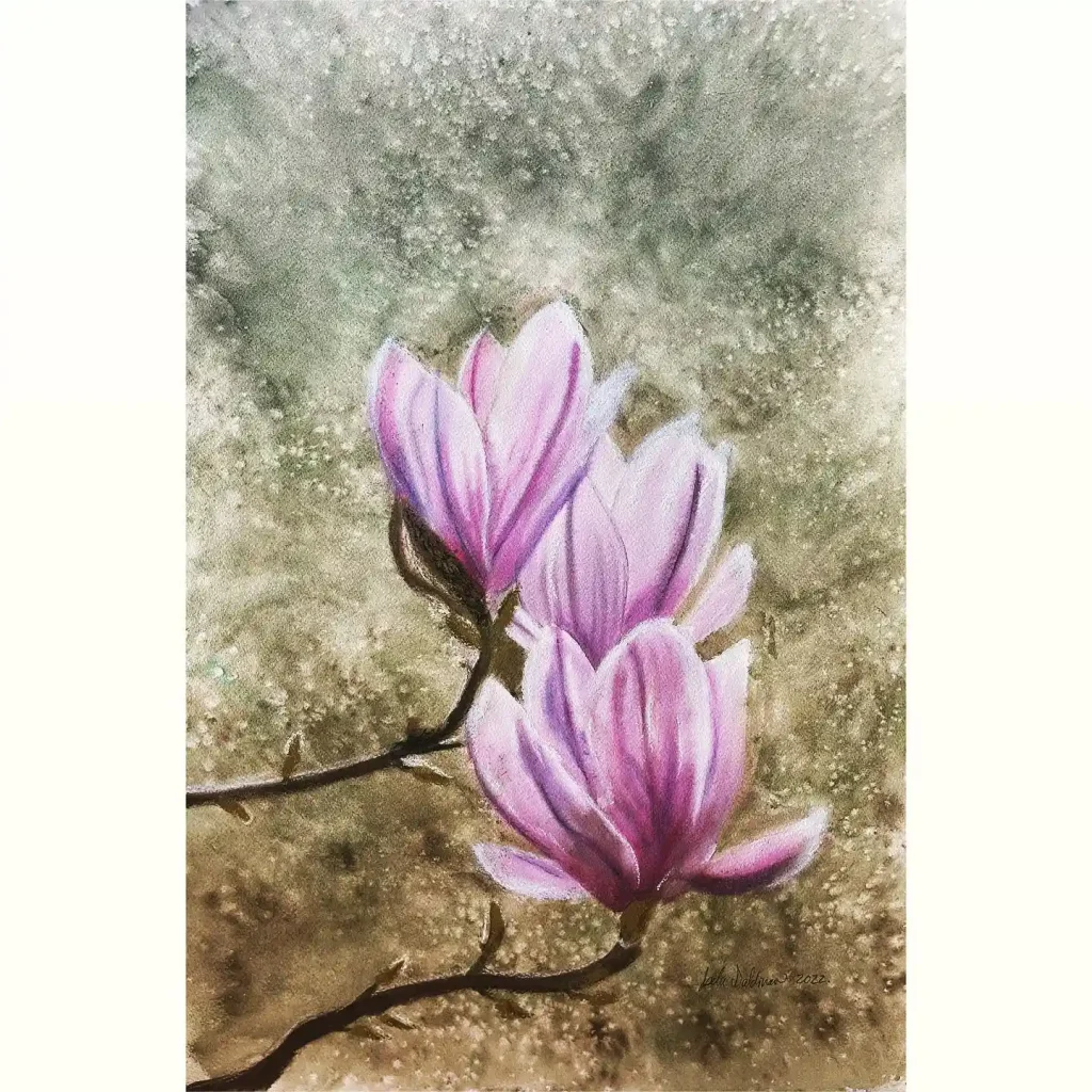 watercolor magnolia drawing ideas (32)