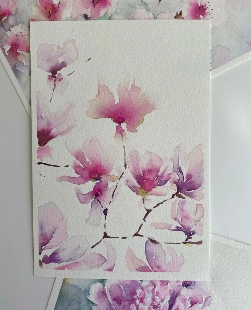 watercolor magnolia drawing ideas (7)