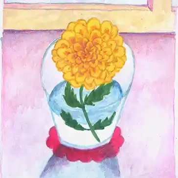 watercolor marigold drawing ideas (17)