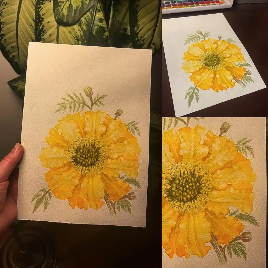 watercolor marigold drawing ideas (20)
