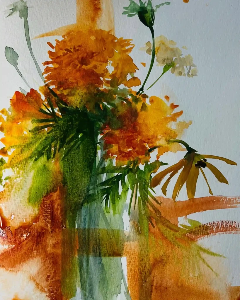watercolor marigold drawing ideas (22)