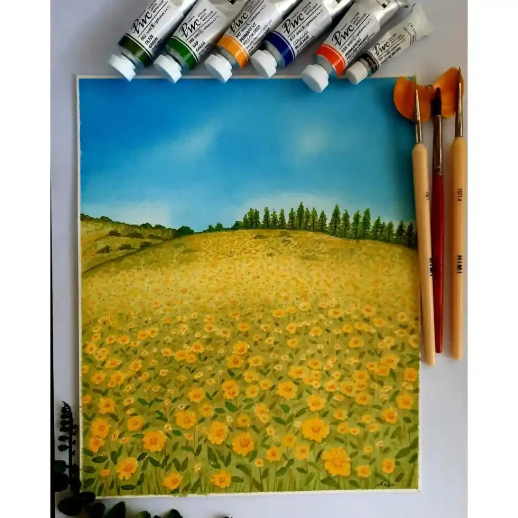 watercolor marigold drawing ideas (9)
