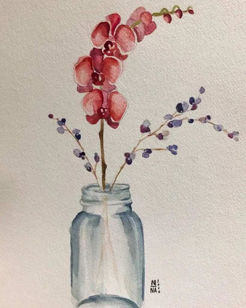 watercolor orchid drawing ideas (12)