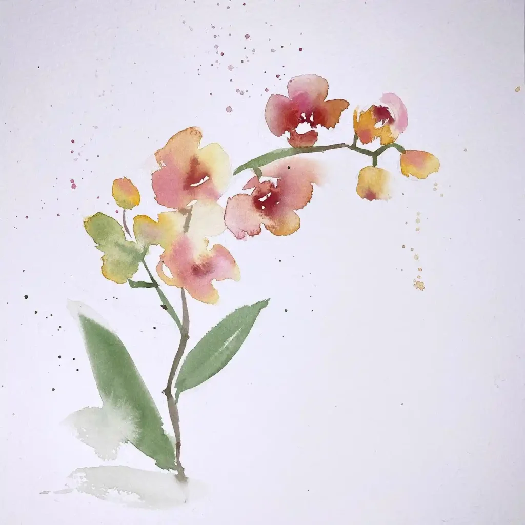 watercolor orchid drawing ideas (13)