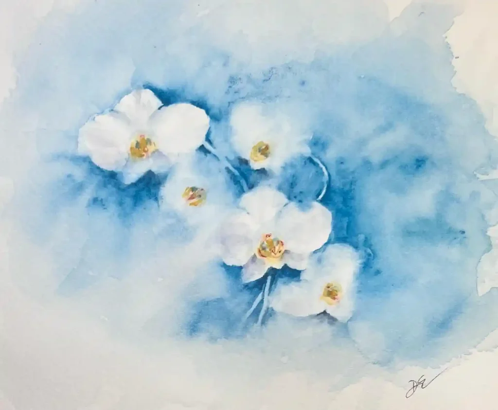 watercolor orchid drawing ideas (14)