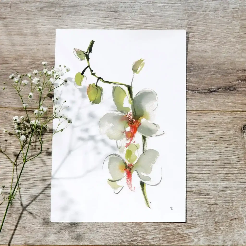 watercolor orchid drawing ideas (18)