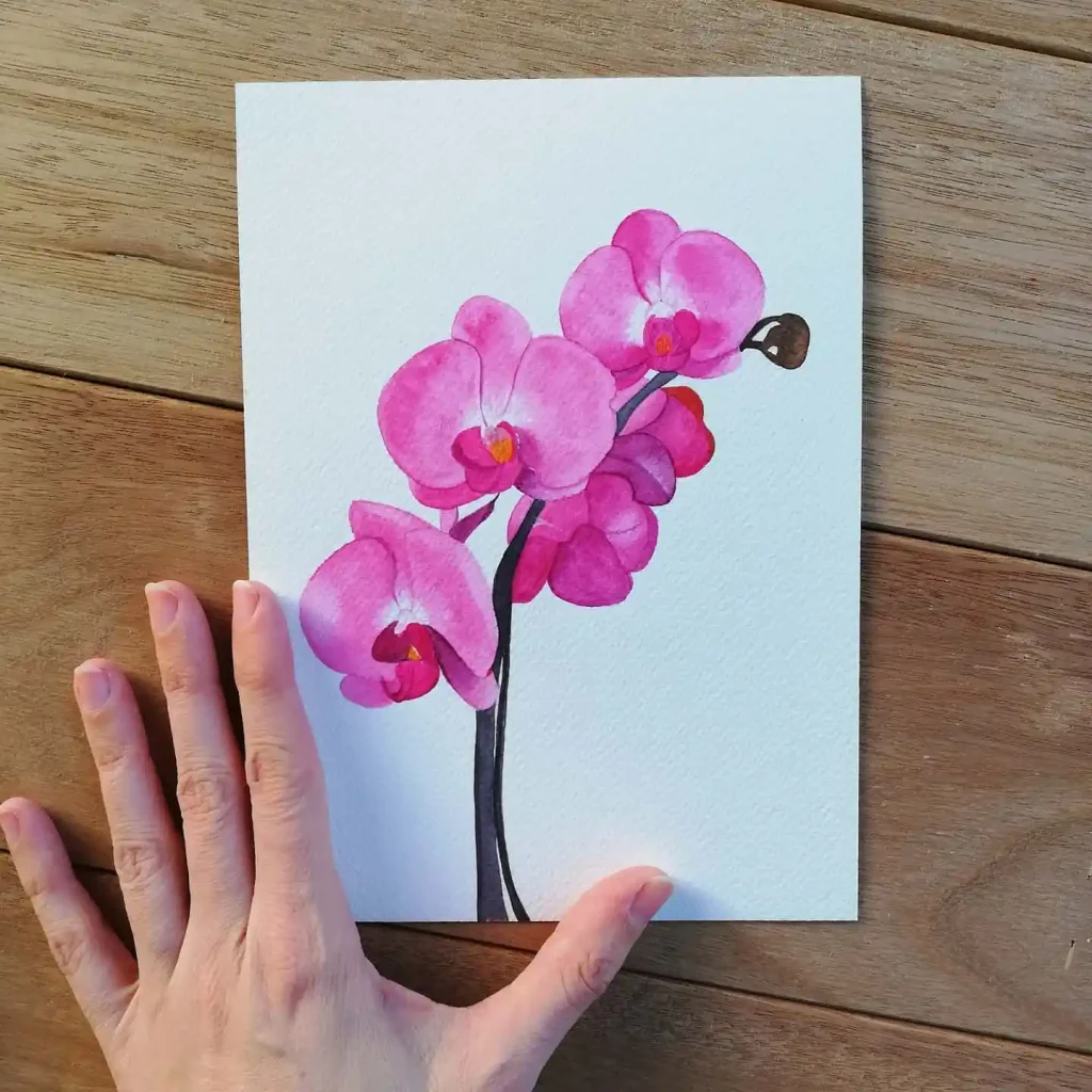 watercolor orchid drawing ideas (19)