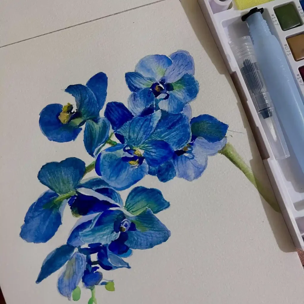 watercolor orchid drawing ideas (22)