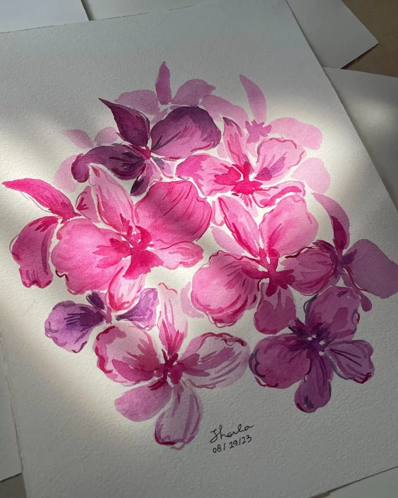 watercolor orchid drawing ideas (26)