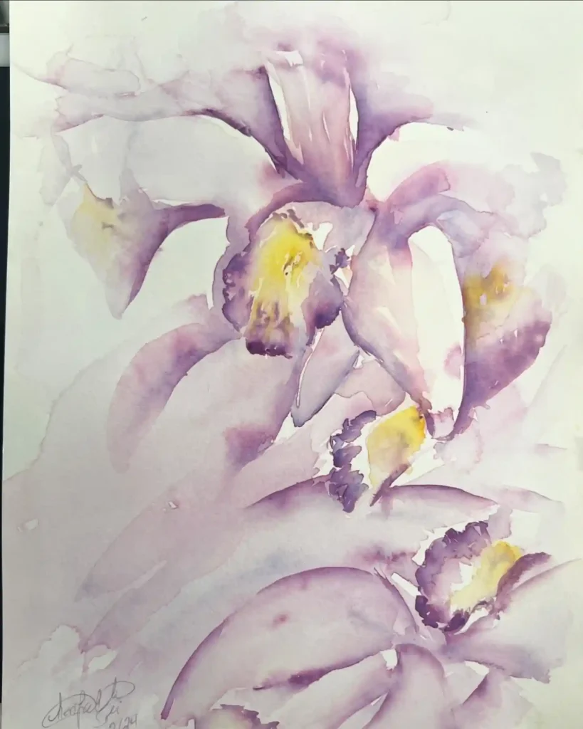 watercolor orchid drawing ideas (27)