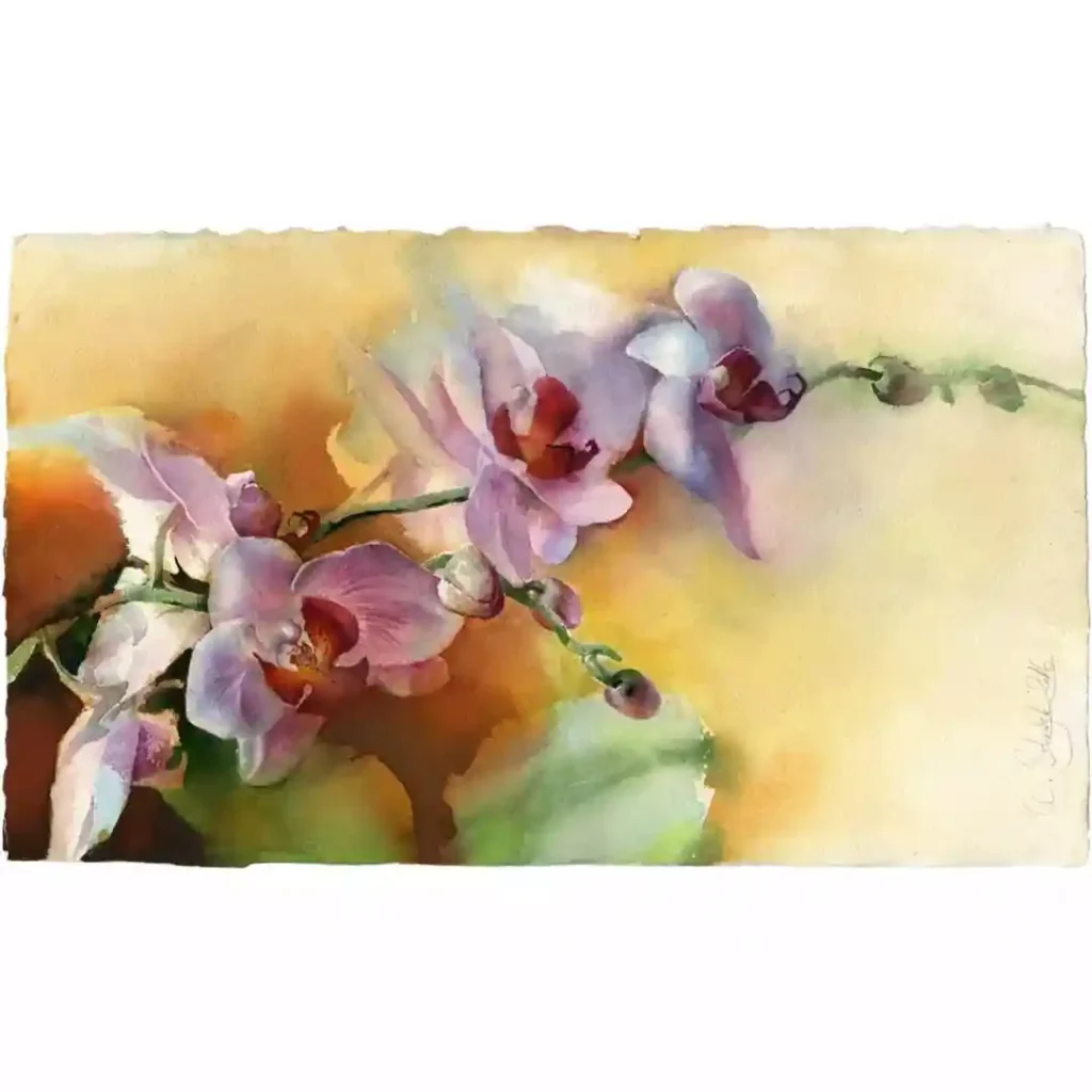 watercolor orchid drawing ideas (28)
