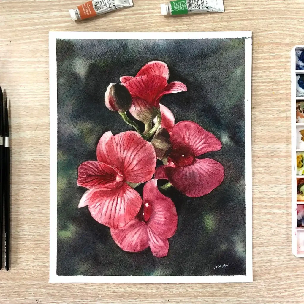 watercolor orchid drawing ideas (5)