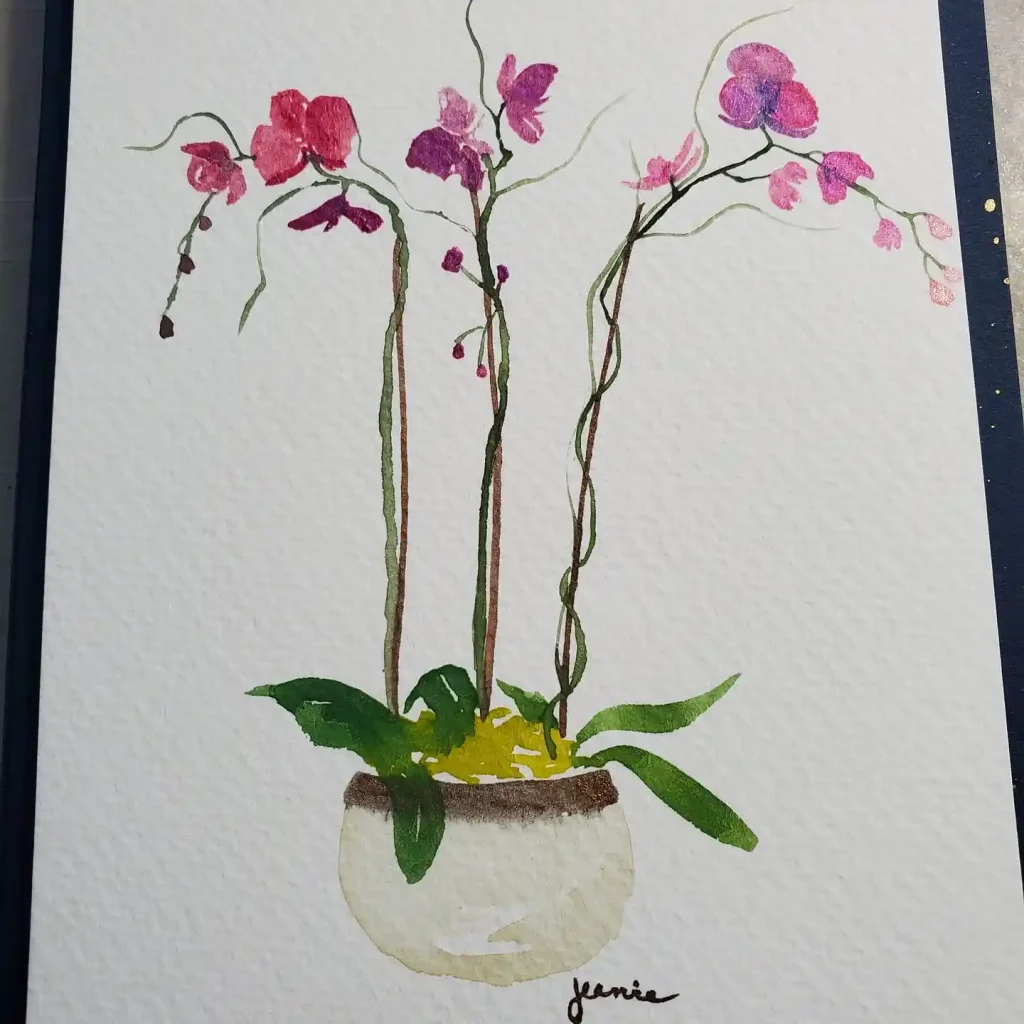 watercolor orchid drawing ideas (6)
