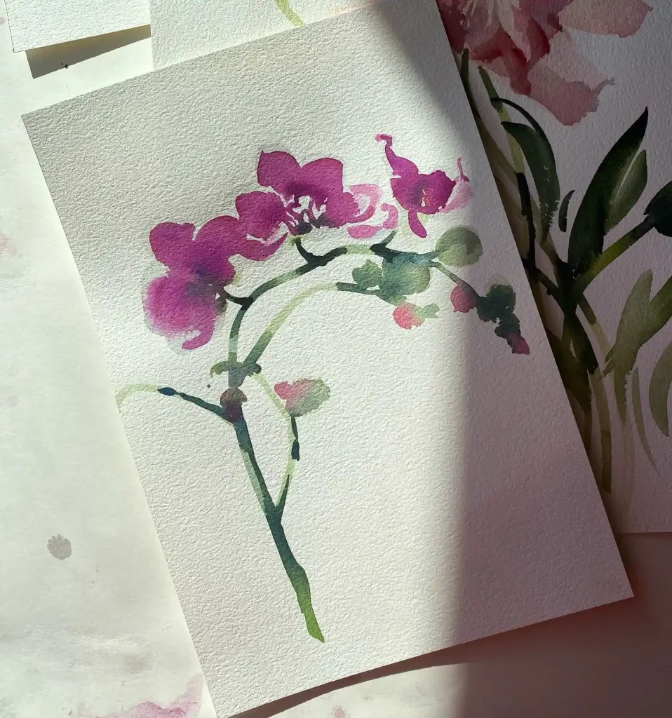 watercolor orchid drawing ideas (8)