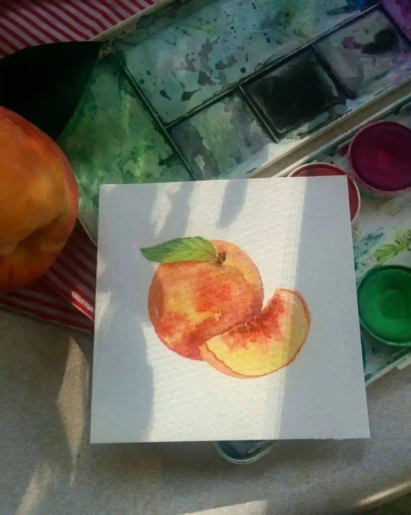 watercolor peach drawing ideas (12)