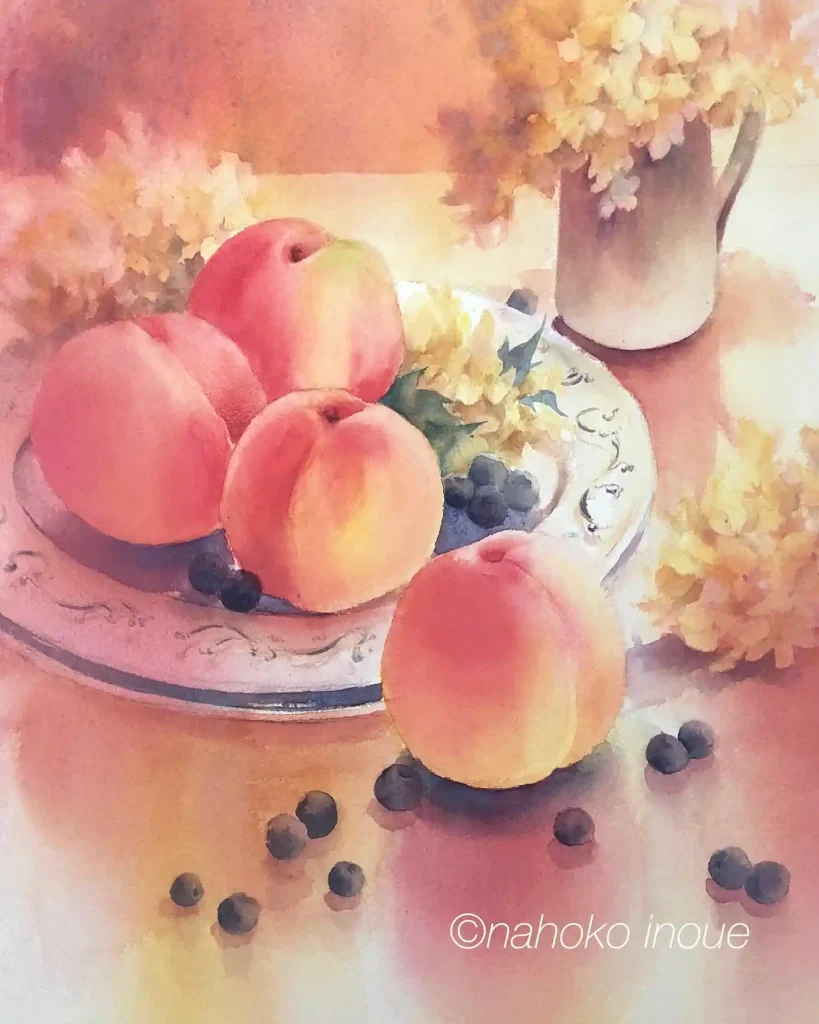 watercolor peach drawing ideas (13)