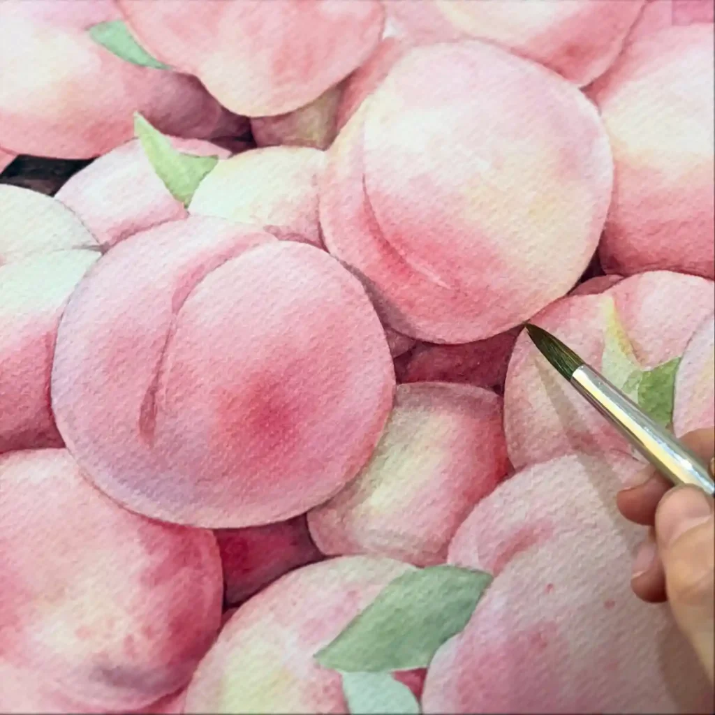 watercolor peach drawing ideas (14)