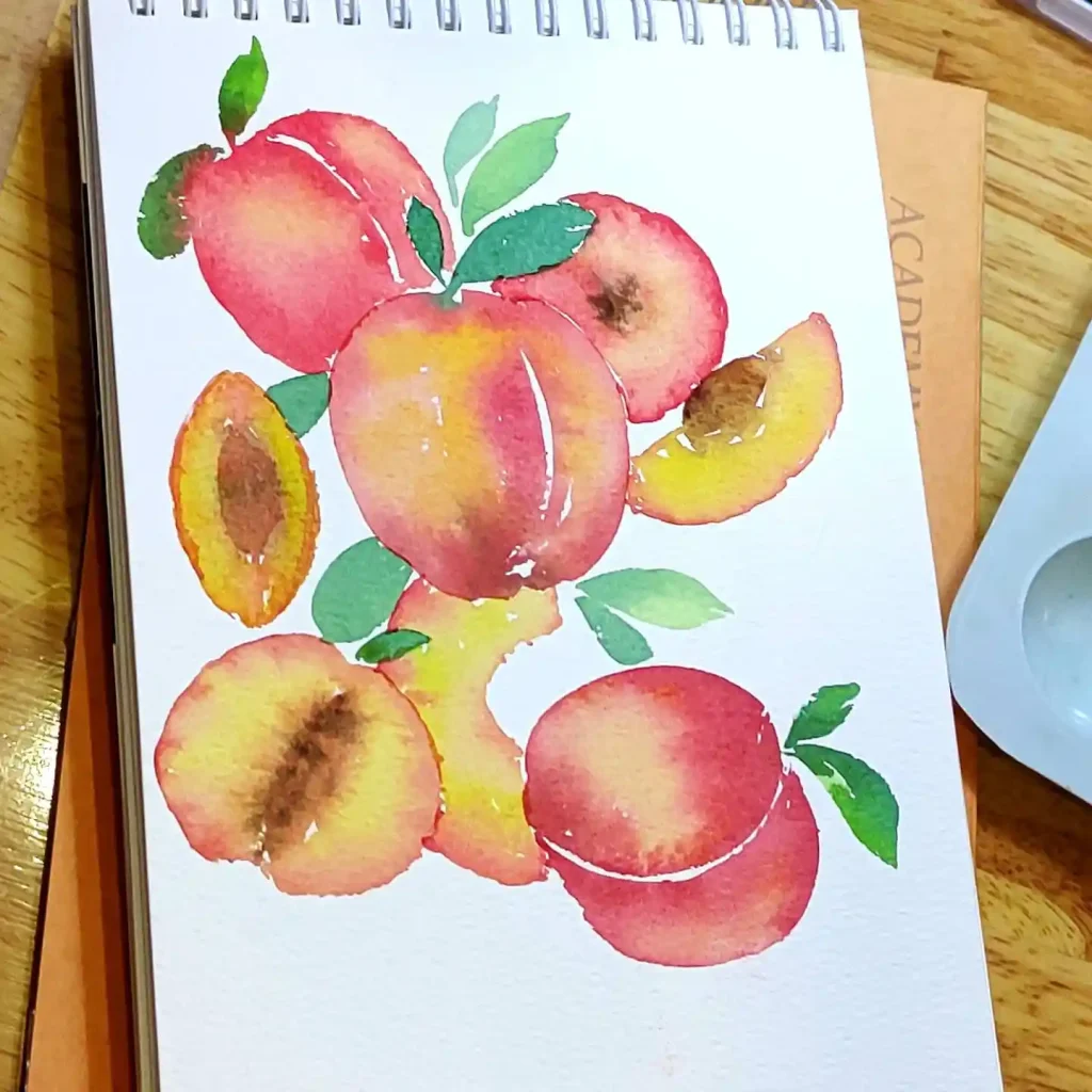 watercolor peach drawing ideas (15)