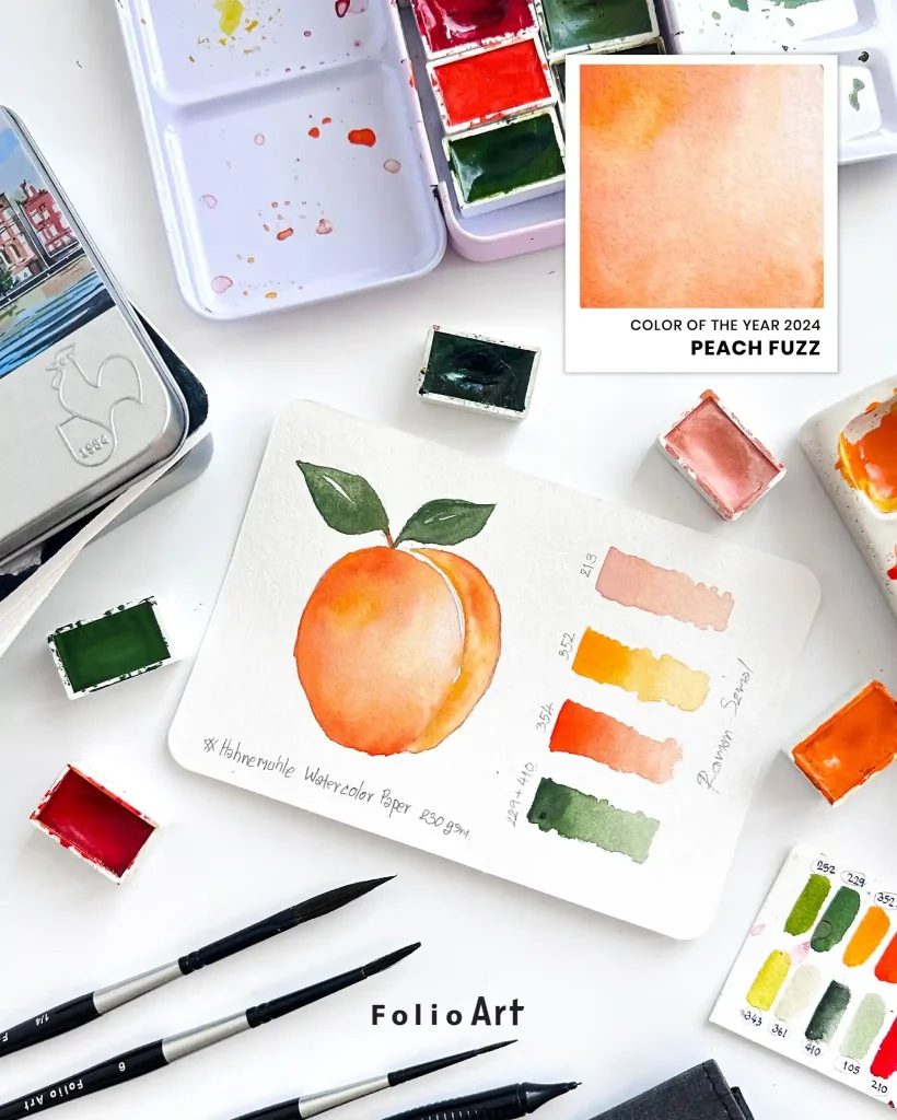 watercolor peach drawing ideas (16)