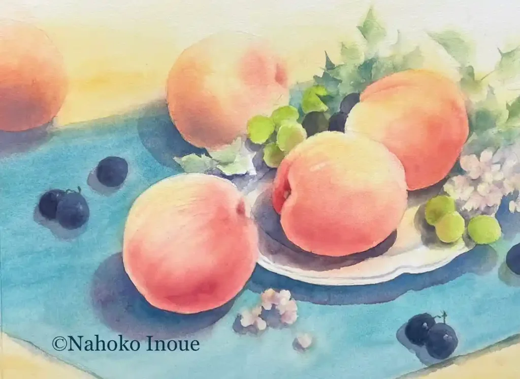 watercolor peach drawing ideas (17)