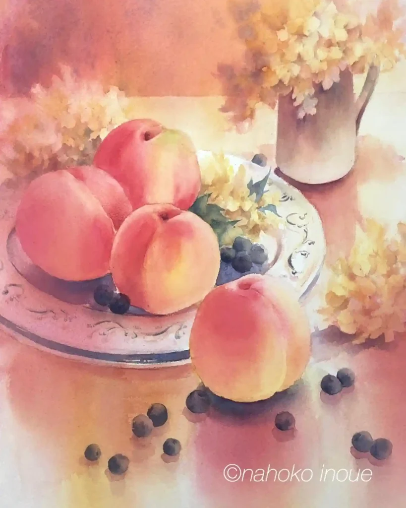 watercolor peach drawing ideas (18)