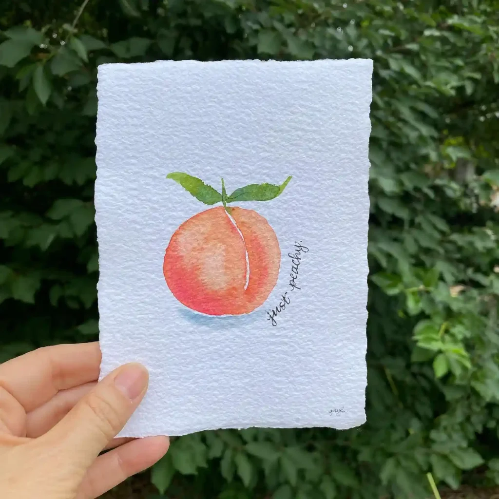 watercolor peach drawing ideas (19)