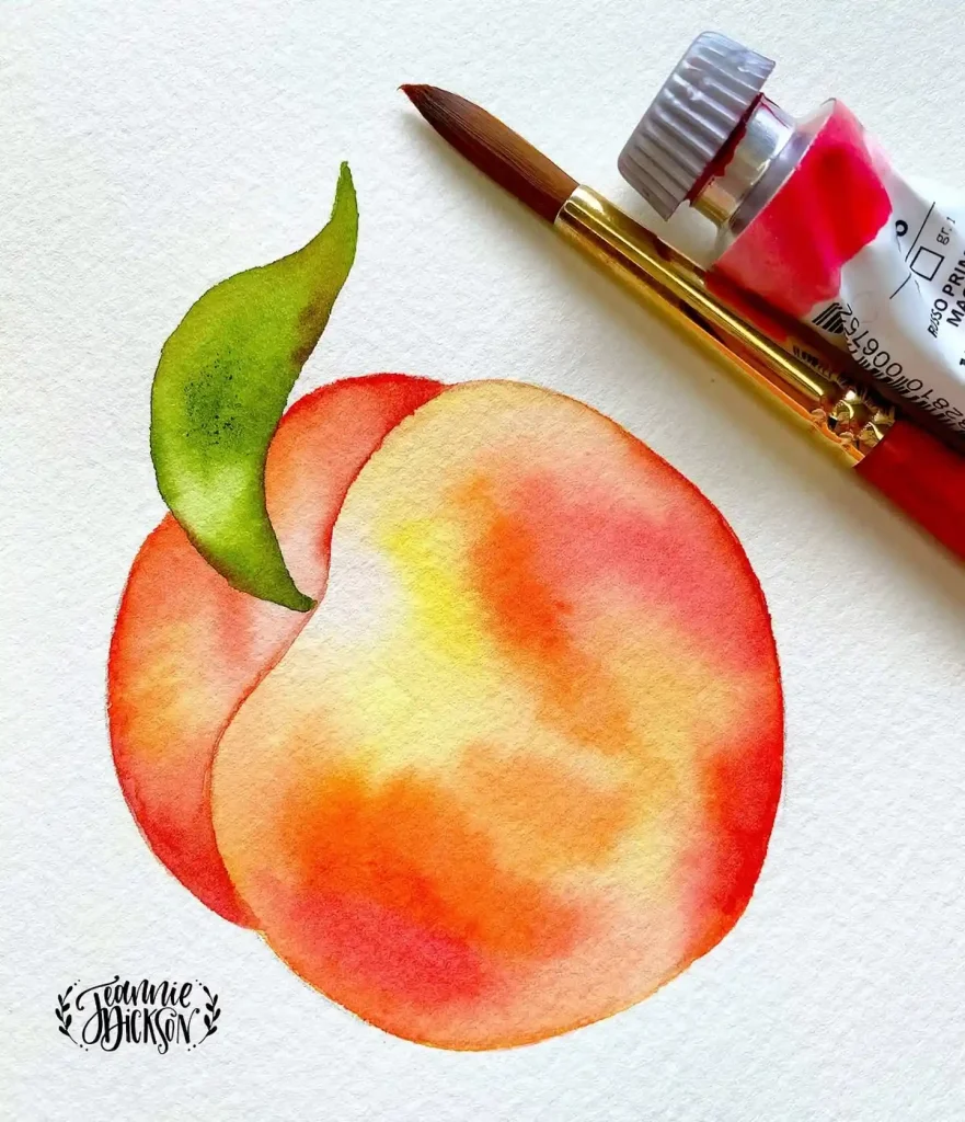 watercolor peach drawing ideas (2)