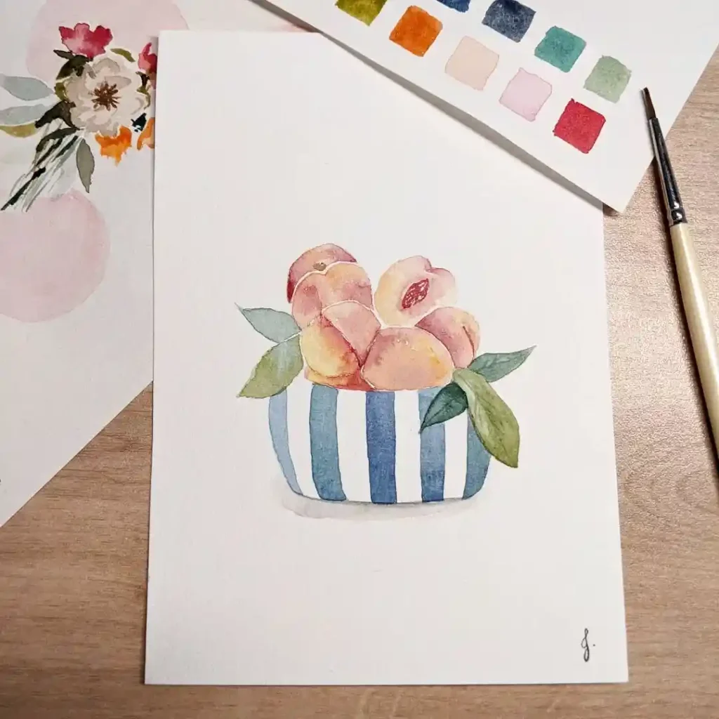 watercolor peach drawing ideas (20)