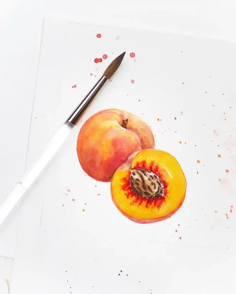 watercolor peach drawing ideas (25)