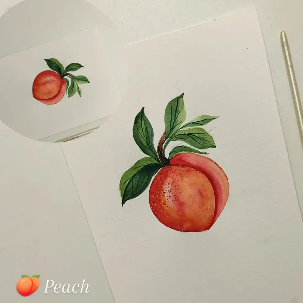 watercolor peach drawing ideas (3)