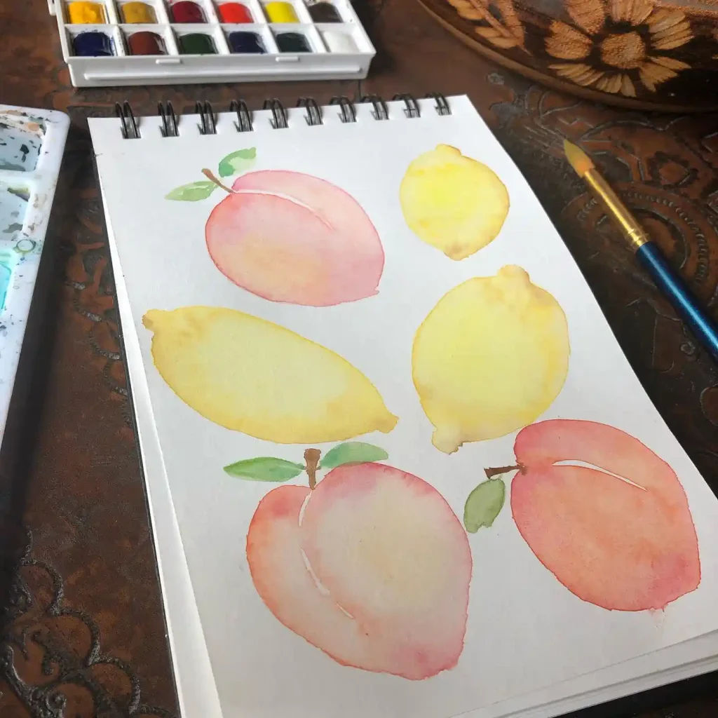 watercolor peach drawing ideas (5)