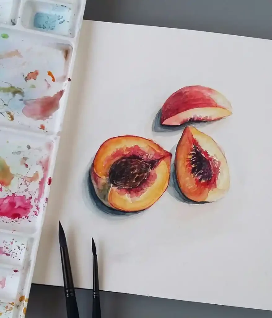 watercolor peach drawing ideas (6)