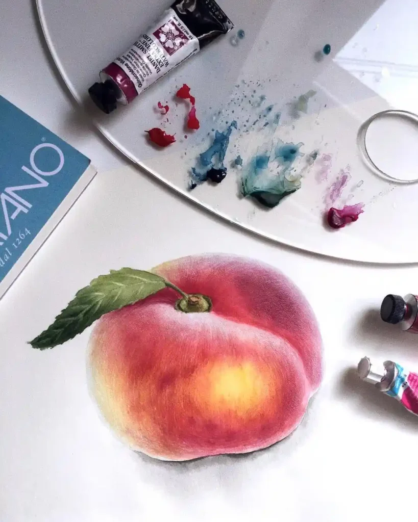 watercolor peach drawing ideas (7)
