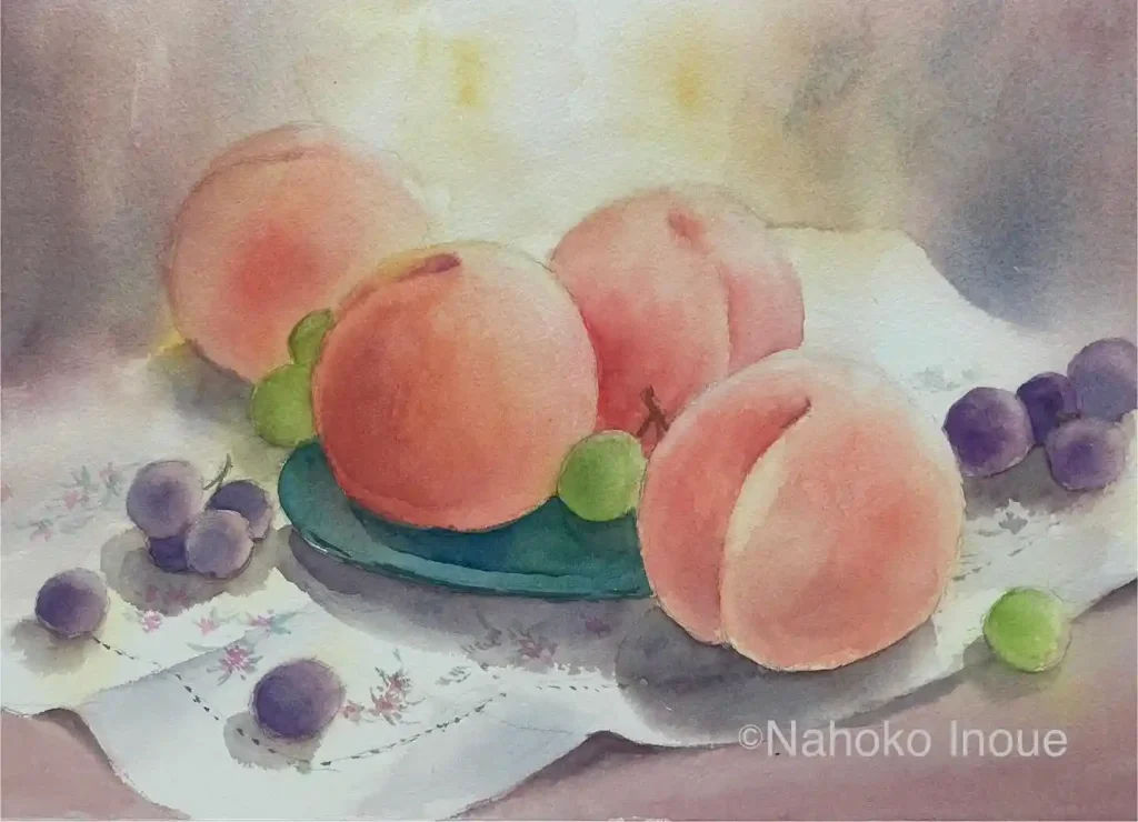 watercolor peach drawing ideas (8)