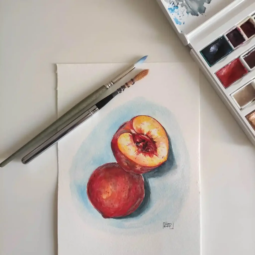 watercolor peach drawing ideas (9)