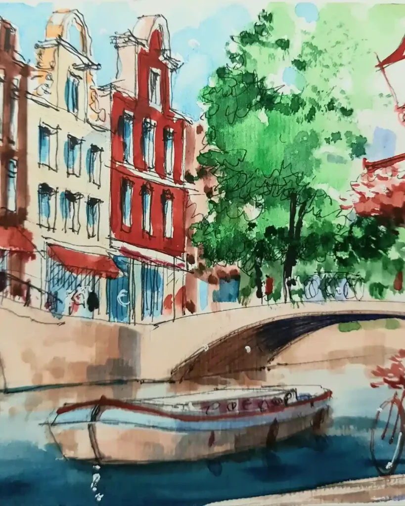 Watercolor Amsterdam Drawing Ideas (20)