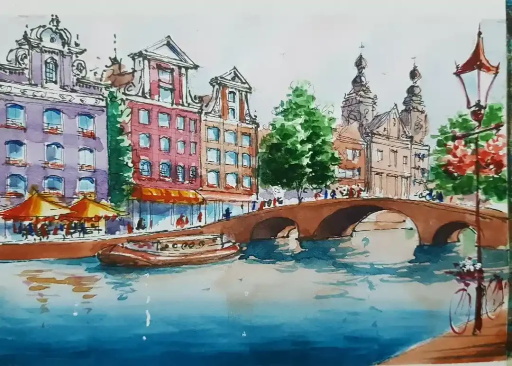 Watercolor Amsterdam Drawing Ideas (21)