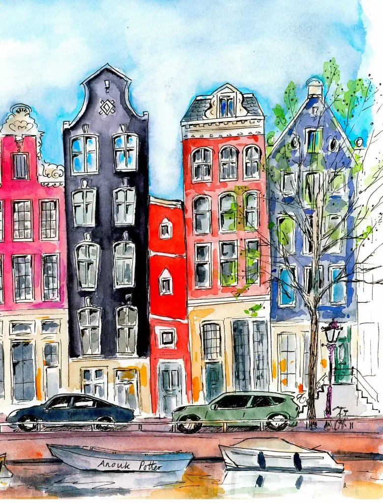 Watercolor Amsterdam Drawing Ideas (3)