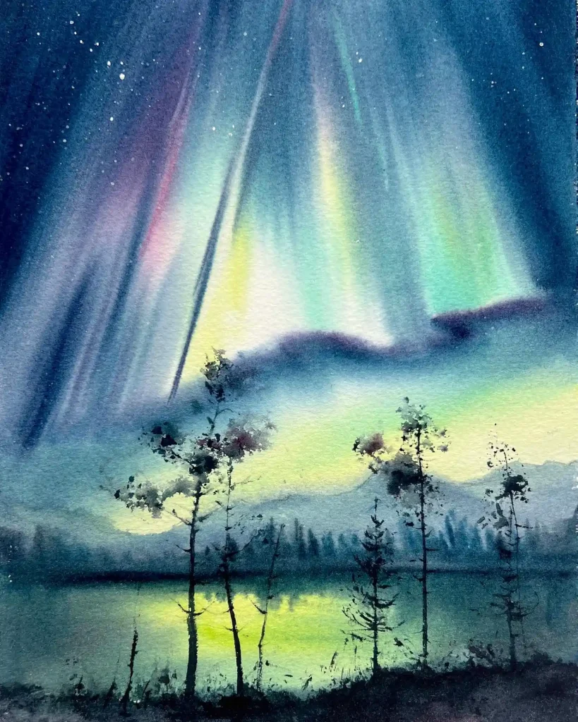 Watercolor Aurora Drawing Ideas (10)