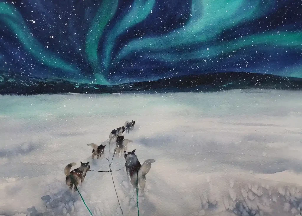 Watercolor Aurora Drawing Ideas (12)