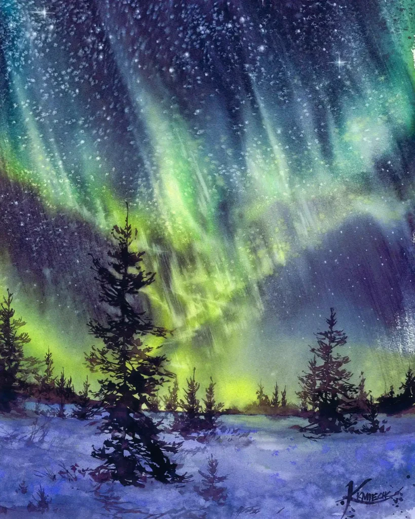 Watercolor Aurora Drawing Ideas (14)