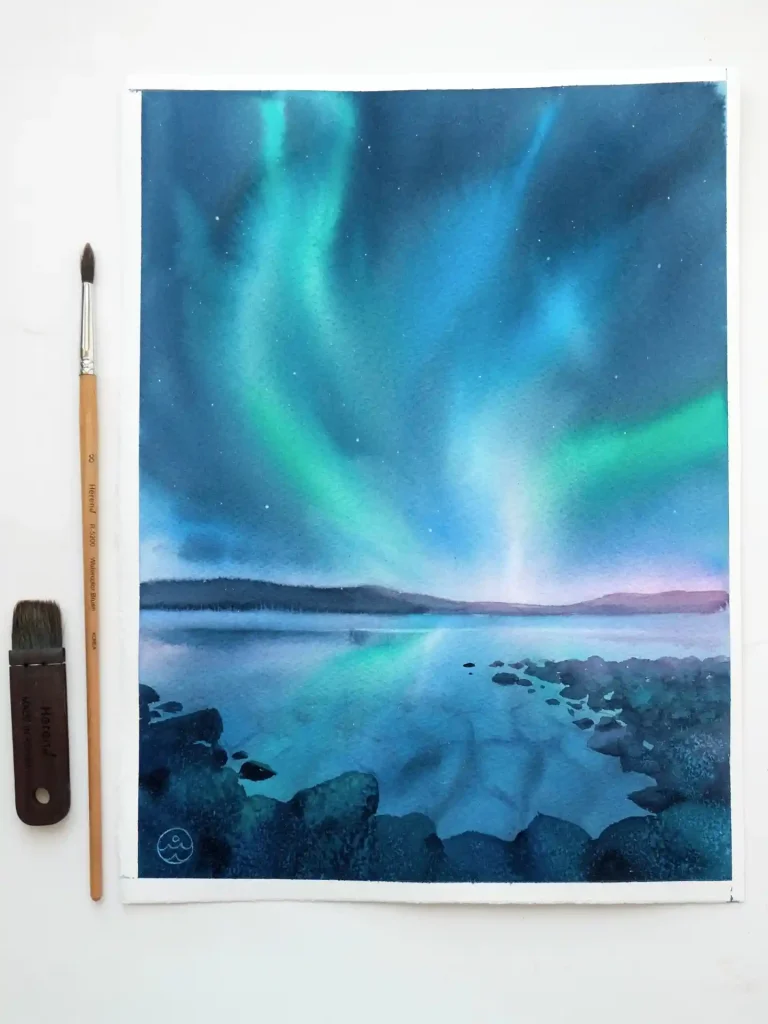 Watercolor Aurora Drawing Ideas (17)