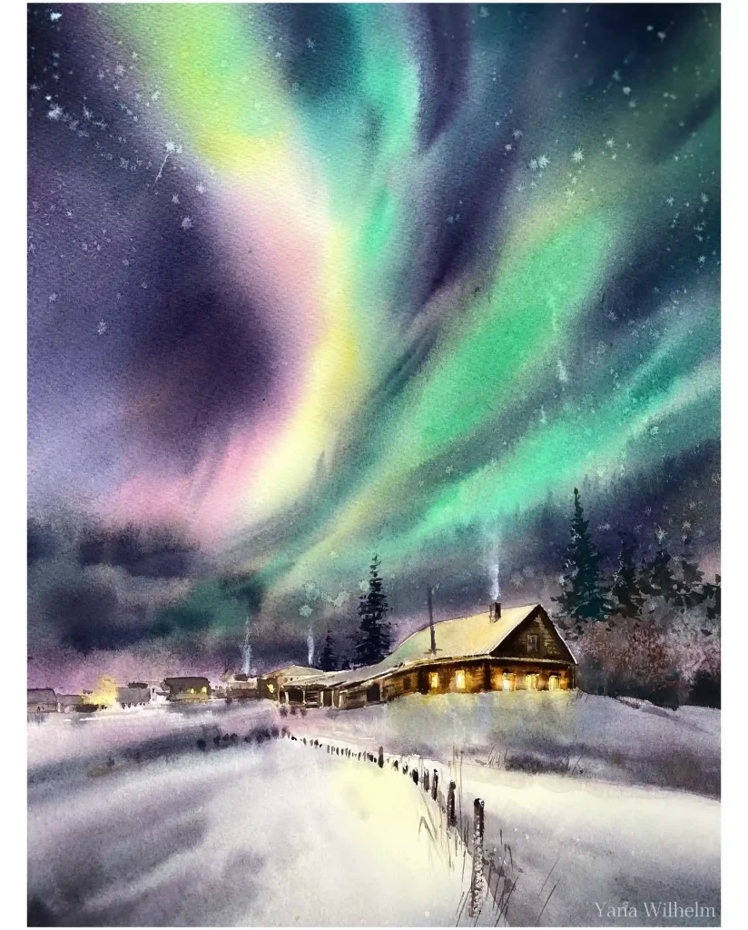 Watercolor Aurora Drawing Ideas (19)