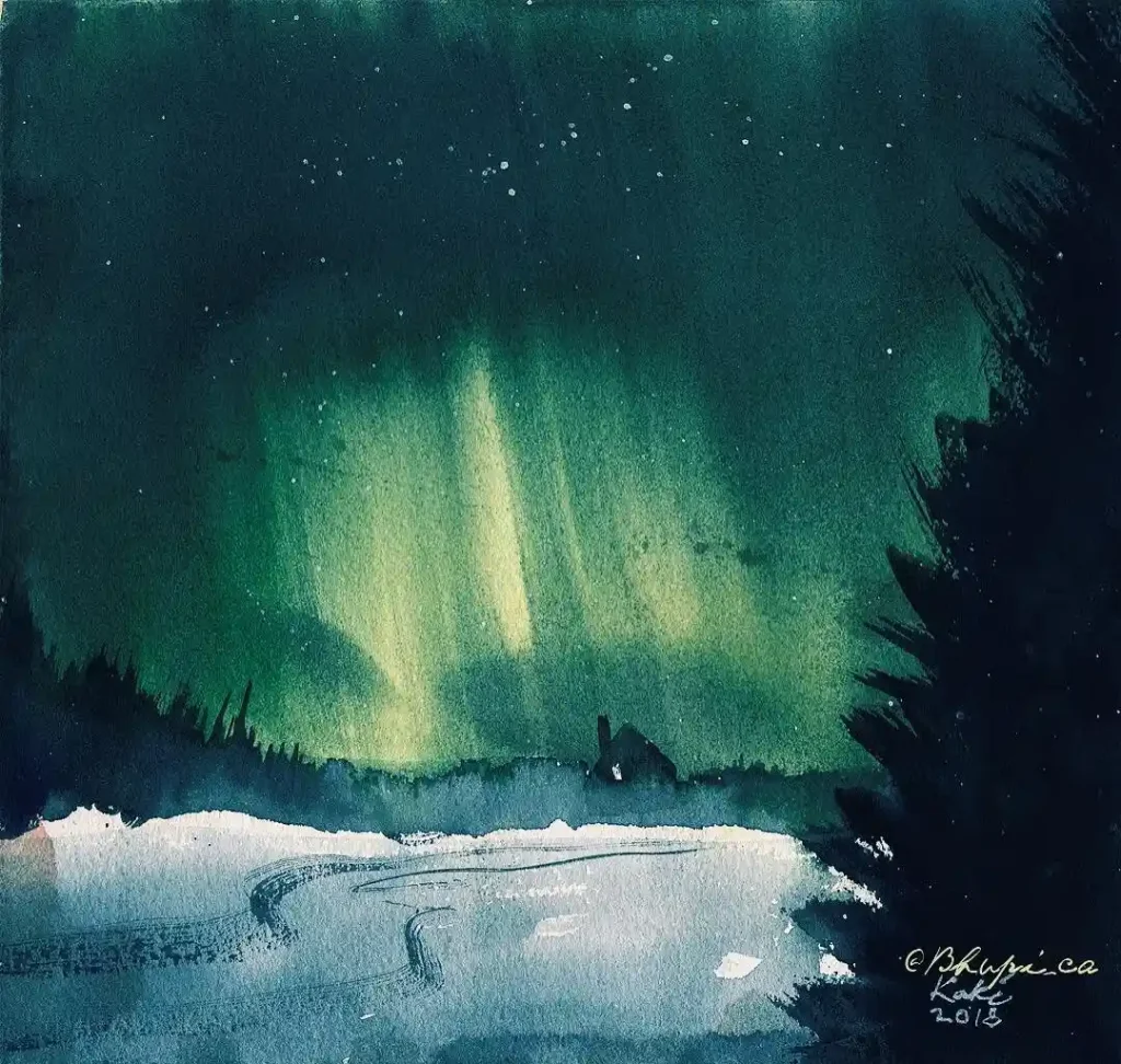 Watercolor Aurora Drawing Ideas (4)