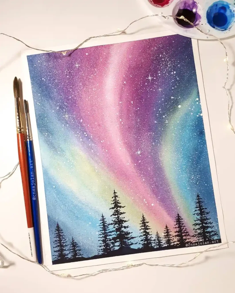 Watercolor Aurora Drawing Ideas (6)